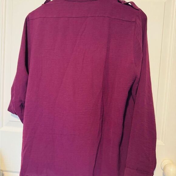 Calvin Klein Purple Relaxed Blouse with Mandarin Collar - Picture 8 of 8